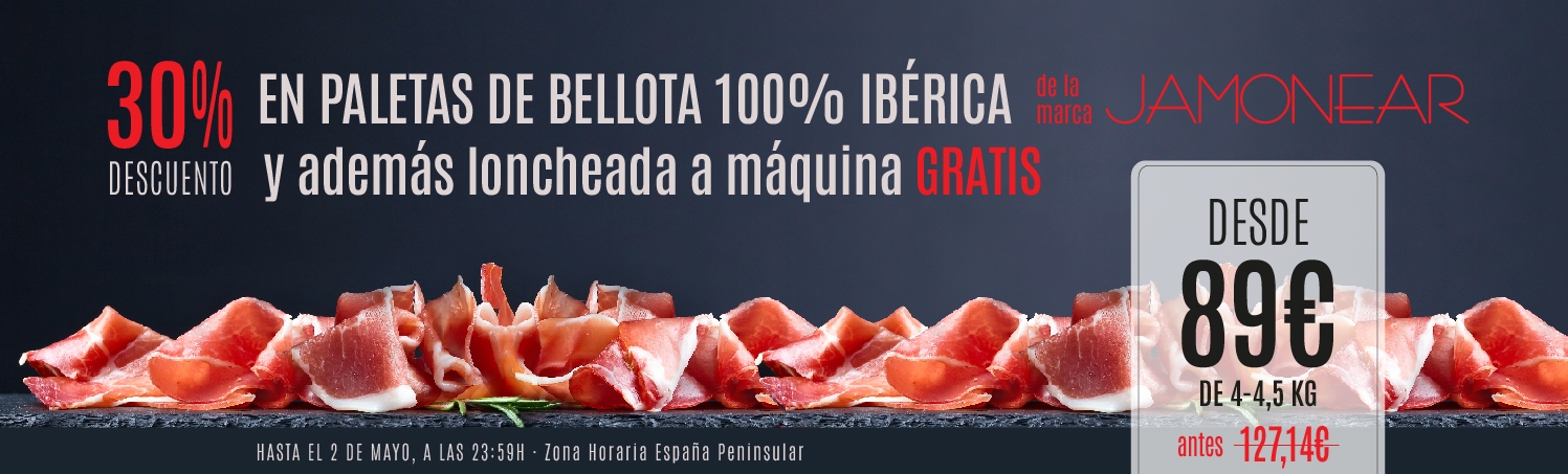 Paleta Bellota 100% Ibérica JAMONEAR por 89€ y además loncheada a máquina GRATIS
